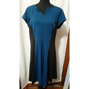 Chaps Blue/Black Size 14 Women's Dress